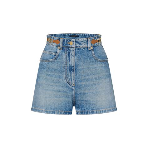 LV Circle Tab Denim Mini Shorts 